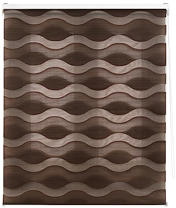 Decorblind Doppellagiges Rollo für Nacht und Tag, Installation an Wand oder Decke, Maße 100 x 180 cm (B x L), Stoff 97 x 175 cm, Braun, für Fenster