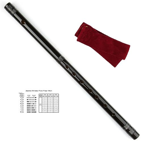 SUTILA Japanische Shinobue Flöte 7/8 Hon Handgemachte Bambus Flöte Musikinstrument (Schwarz 7Hon)