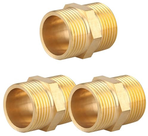 Mamelon double G3/4 (Ø 25,7mm) laiton mâle,3 pièces Mamelon double hexagonal G3/4M/M,Raccord de jonction 2 x M Raccord fileté,Double mamelon Raccords en laiton convient pour l'eau potable