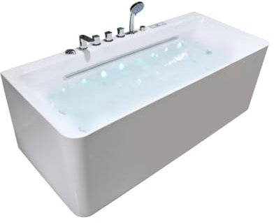 Vente-unique-Badewanne halb freistehend - Weiß - 1 Platz - 470 l - 170 x 75 cm - KIRANA
