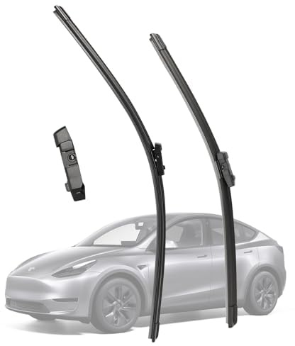 26+20 Windshield Wiper Blades Replacement for Tesla Model Y 2020-2024, OEM Factory Fit Front Wiper Blades, No Squeak Silent All Weather Rubber, Direct Plug & Play Pack of 2