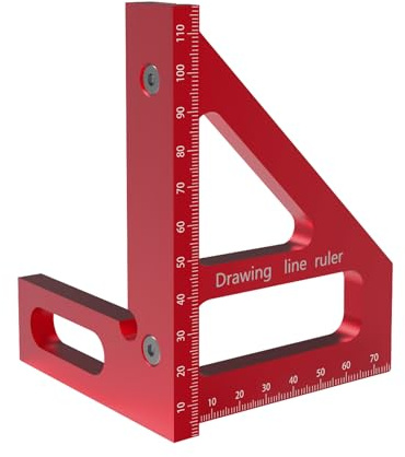 Squadra da Falegname,3D Righello per Disegnare Linee,Righello Quadrato Multiangolo,Strumento di Misura per Ingegnere Carpentiere in Lega di Alluminio da 45°/90° Gradi per La Lavorazione Del Legno