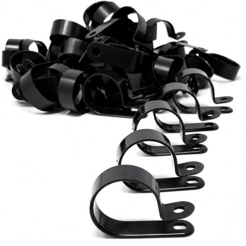 100pcs. P-Clips Plastic Nylon for Hose, Pipe, Cable, Wire, Tubing Wall Clamp Mount (Black, 4.8mm)