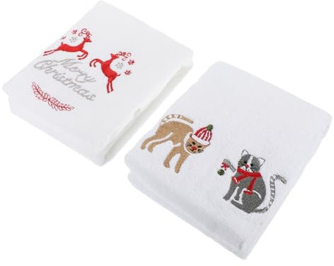 CIYODO 2stücke Weihnachtsgeschirrtuch Mikrofasertuch Spüllappen Wasserabsorbierendes Handtuch Multifunktionswaschlappen Für Küche Weihnachtsdesign Zum Abwischen Und Reinigen