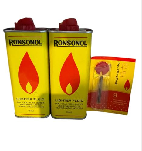 Clipper Lighter Refill Fuel with Flint, 2 x 100ml Universal Lighter Fluid