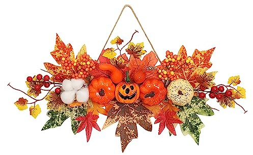 Generisch Herbstkranz Modern Groß Autumn Türdeko Deko Fall Wreath Für Haustür Herbstdeko Hängend Tisch Außen Türkranz Deko Herbstdeko Innen Erntedankfest Halloween (A#01, One Size)