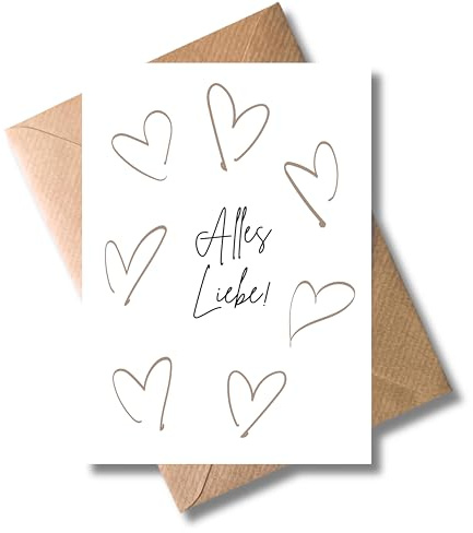 WBdesignz Geburtstagskarte „Alles Liebe“ mit Umschlag – modernes Herzmotiv – Glückwunschkarte zum Geburtstag – für Frauen, Männer, Familie, Freunde & Kollegen (DIN A6)