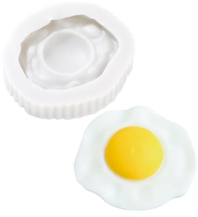 Liobelon Stampo 3D per uova fritte, stampo in silicone per uova fritte e cioccolato, stampo per uova finte per fondente, stampi per alimenti artificiali per decorazioni di torte e cupcake