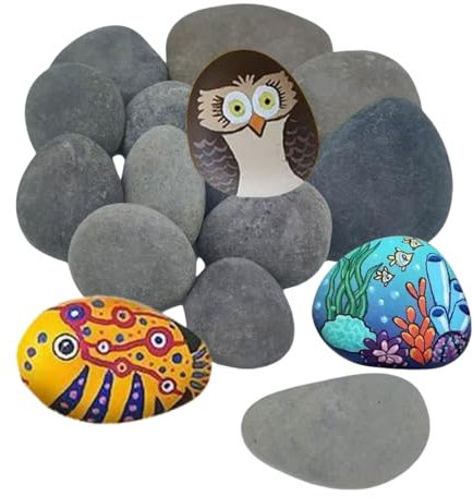 KLLJ Ciottoli Dipinti,10pcs Pietre Piatte,Ciottoli da Spiaggia,Dipingere i Ciottoli,Rocce Naturali di Disegno,Sassi da Dipingere,Pietre Piatte per La Pittura,per Decorative per Acquario e Giardino