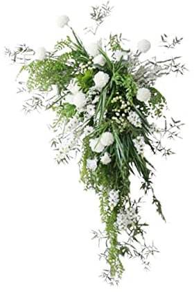RGZFYH Blumen 150 cm Hochzeitsbogen Blumen Weiße Rosenkugel Chrysantheme Swag Blume mit Rittersporn für Sturzbogen Hochzeitsempfang Hintergrunddekoration Flowers