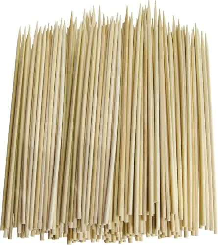 200 Pcs (15cm/6inch) Bamboo Skewers Sticks for Shish Kebab, Biodegradable Wooden BBQ Sticks for Meat,Candy Floss,Fruit,Grilling,Barbecue,Candy Floss,Cocktails,Platters