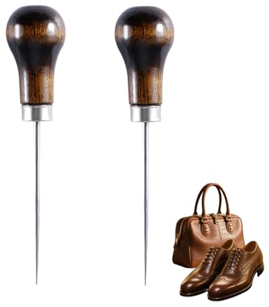 2 Pieces Gourd Shape Awl Tool Alloy,Handwork Sewing Awl,Leather Sewing Bradawl Tool,Professional Awl Tool Punch Sharp,Awl Tool for Leather Craft,Sewing Crafting,DIY Handmade Maker Tool