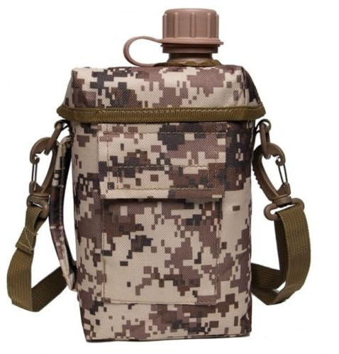 Uzztfa Bouteille D' De Camping Militaire, Gourde Portable De 2 L, Bouilloire Militaire pour Camping, Randonnée, Survie en Plein Air