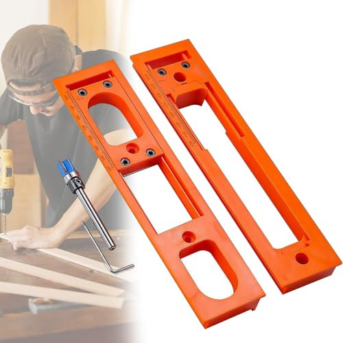 HFSAZJ Door Hinge Jig Installation Kit, Adjustable Door Frame Hinge Template Router Jig with Milling Cutter, Portable Set Mounting Tool for Woodworking Installation Beginner