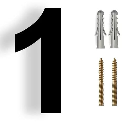 6/8/12 Inch Floating House Numbers Modern Metal Stainless Steel Door Number Silver/Black Mailbox Address Sign with Screws, for Wall Decor Apartment Garden Yard Hotel Cafe Office Street(Black 1,12In)