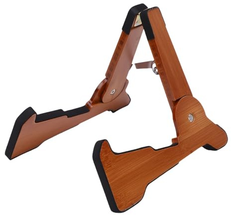 Asixxsix Guitar Stand, Folding Solid Bambusoideae A Frame Floor Stand with Soft EVA Padding for Acoustic Electric Bass Cello Mandolin Banjo Ukulele