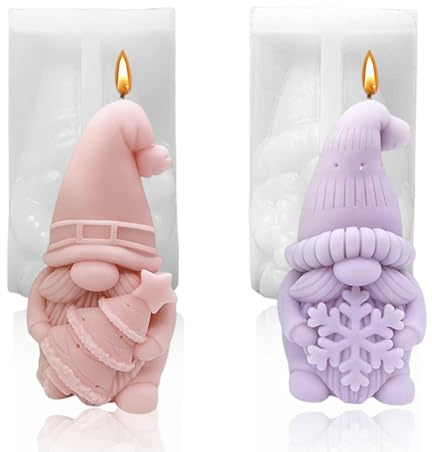 Pack of 2 silicone moulds, Christmas gnome moulds, suitable for homemade resin, aromatherapy, candles and soaps.
