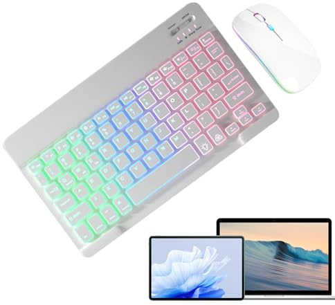 Tastiera E Set Wireless, Tastiera Illuminata E Moue Wireless- 2 Modalità | Di Luce, Retroilluminazione, Moue E Tstiera Set Con 7 Colori | Taste Di Computer Portatili Sottili Per La Scuola, Bü