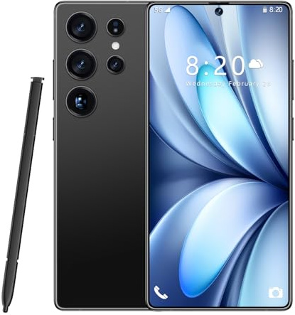 COTSRGT Smartphone S25 Ultra Sbloccati, 16 GB 1 TB, Fotocamera AI Da 72 MP 108 MP, 8000 MAh, Doppia SIM, 5G/4G, Android 14, Wi-Fi/GPS, Riconoscimento Facciale E Impronta Digitale,Black-7.3 Inch