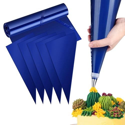 GZLANYA 22Pcs Large Piping Bags 21 Inch - Piping Bags Disposable, Extra Large Anti-Burst Icing Bags on a Roll, Thick Plastic Pastry Bags for Cake Decorating (Blue)