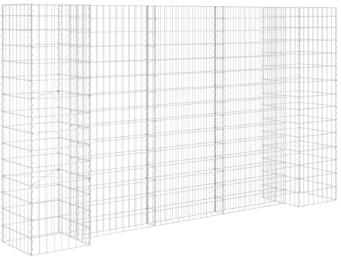 Gecheer Gabbione Fioriera in Filo di Acciaio, Letto Fiori Giardino, Griglia Rete Resistente, 260x40x150 cm, per Giardino Patio