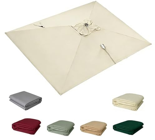 HOUKOIKBUG Copertura Di Ricambio Per Ombrellone Da Giardino 3x4m Telo Di Ricambio Per Ombrellone Per 8 Stecche, Quadrato A Sbalzo Tessuto Di Ricambio Impermeabile(Beige)
