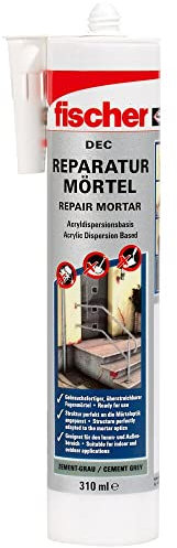 fischer Repair AC Reparaturmörtel, geruchsarmer Mörtel, witterungsbeständige Dichtmasse für den Innen- & Außenbereich, Kartusche für zahlreiche Anwendungen und Baustoffe, 310 ml, zementgrau