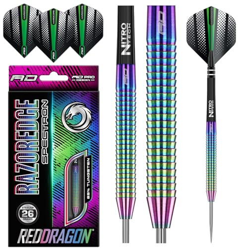 RED DRAGON Razor Edge Spectron 26 Gramm Dartpfeile Tungsten Profi Steel Darts mit Flights und Schäfte