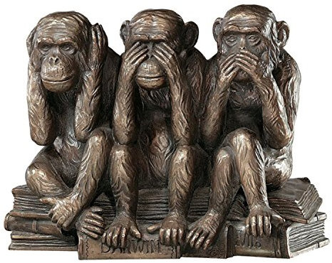 Design Toscano Hear-No, See-No, Speak-No Evil Monkeys Animal Statue Three Truths of Man Figurine, 17.75 cm, Polyresin, Bronze Finish