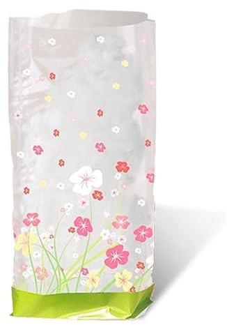 Ursus 5920000 - Geschenk Bodenbeutel, Blumen, 10 Stück, aus lebensmittelechter Folie, ca. 14,5 x 23,5 cm, transparent, bedruckt, ideal für kleine Überraschungen