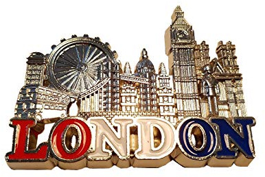 London Kühlschrankmagnet aus Metall / Silberfarben / Auge / Tower Bridge / Big Ben / St. Paul's Cathedral / Westminster Abbey / Royal Guard / Telefonzelle / Doppeldecker Bus / England UK
