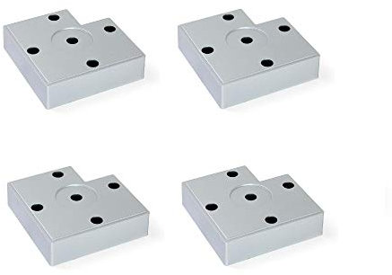 EMUCA Pies para muebles de plástico gris metalizado, Patas para mueble, Lote de 4 pies de altura 15 mm