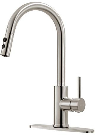 RULIA Kitchen Faucet, Kitchen Sink Faucet, Sink Faucet, Pull-Down Kitchen Faucets, Bar Kitchen Faucet, Brushed Nickel, Metal Spray Head, RB1018