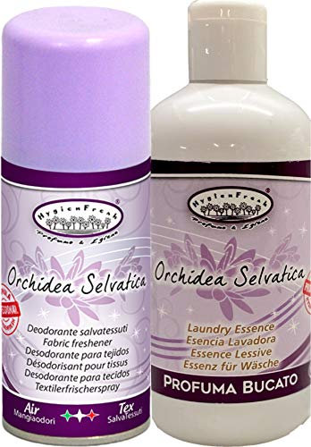 Kit Pulizia Profumo Bucato Spray Essenza Deodorante Formula Professionale Contro Cattivi Odori Iper Concentrato Abiti Tende Divani Cassetti Armadi Auto Idea Regalo Natale (Orchidea Selvatica)