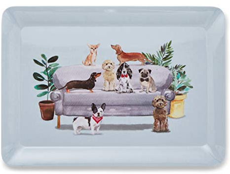 Cooksmart Bandeja grande de diseño británico para servir | Bandeja de cena para múltiples usos en el hogar | Bandejas para servir alimentos o bebidas - Curious Dogs