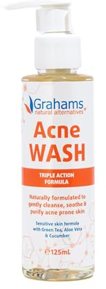 Grahams Natural Acne Face Wash & Body Wash - Sanfte Reinigung für unreine Haut - Mit Aloe Vera, Gurke & Grüntee-Extrakt - Natürliche Formel, Akne Waschgel - Mild für empfindliche Haut, 125ml