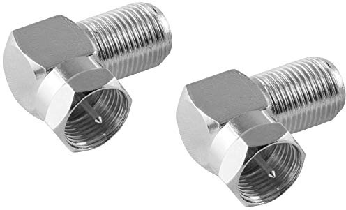 POPPSTAR 2x Adaptateur TV SAT coudé (adaptateur d'antenne SAT coudé à 90 dégrés) (Coupleur F coaxial vers Fiche F) pour câble d'antenne et Radio