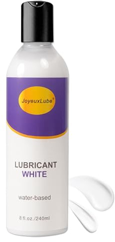 JoyeuxLube Water-Based White Lube 8 fl. oz/240ml Creamy Unscent Natural Gel Glide Lubricant Long Lasting Smooth Slippery for Men Women Couples with Discreet Package