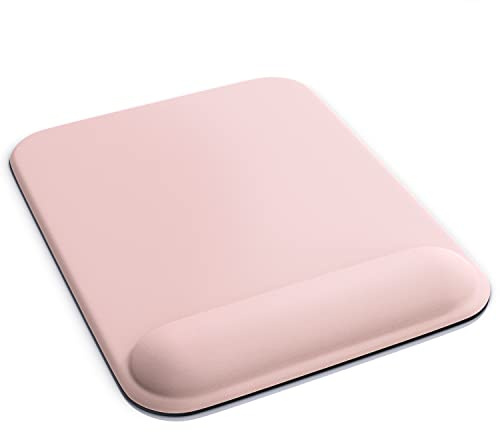 CSL - Office Mauspad mit Gelkissen - Handgelenkauflage - Handgelenkpolster Handauflage - Gelpolster - mit Gel - Silikon Unterseite - Textiloberfläche mit Mikrofaser D: Rosa