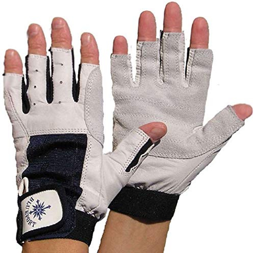 BluePort 1 Paar Unisex Segelhandschuhe Gr. XXS / 5 aus Leder - 5 Finger frei/fingerlos - Montagehandschuhe Fahrradhandschuhe
