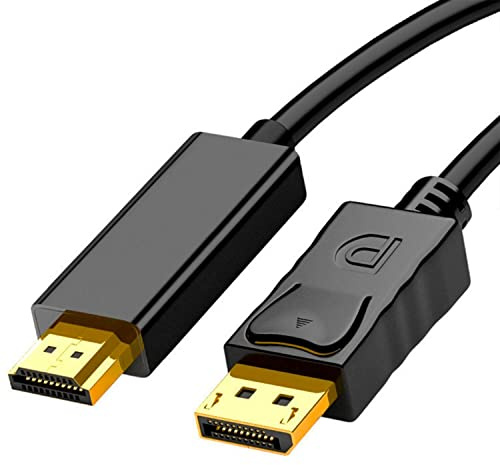 Ankky 4K DisplayPort to HDMI Cable Adapter 6FT, High Speed (1440P 60Hz, 1080P 120Hz) Uni-Directional DP to HDMI Cord Compatible for Dell, HP, Insignia, Samsung and Other Brand