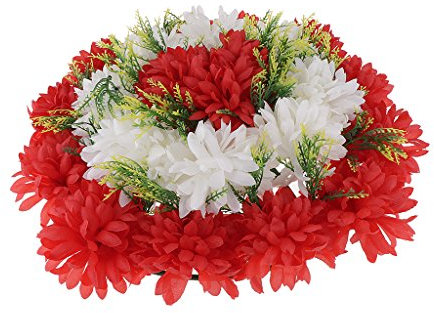 OFUNGO Guirlande Artificielle Plantes Fleurs ， Ornements funéraires Multicolores Arrangement Floral Couronne for urne funéraire Grave Waldfriedhof, Rouge, 35 x 14 cm (Color : Red)