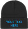 Dinikally Personalisierte Benutzerdefinierte Stickerei Schädeldecke Hut Wintermütze Beanie für Männer & Frauen mit Text (Schwarz)