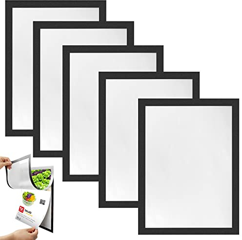 SIYINGSAERY Cadre d'Affichage Magnétique A4 Auto-Adhésif - Lot de 5 - Pour Photos, Informations et Publicité