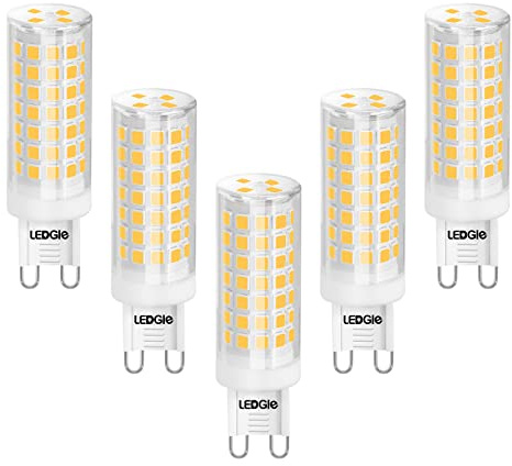 LEDGLE 8W 5 X G9 LED, lampadine LED, 88 LEDS, 700lm, bianco caldo, 3000K, dimmerabile, senza sfarfallio, grandangolo, sostituisce lampade alogene da 80W