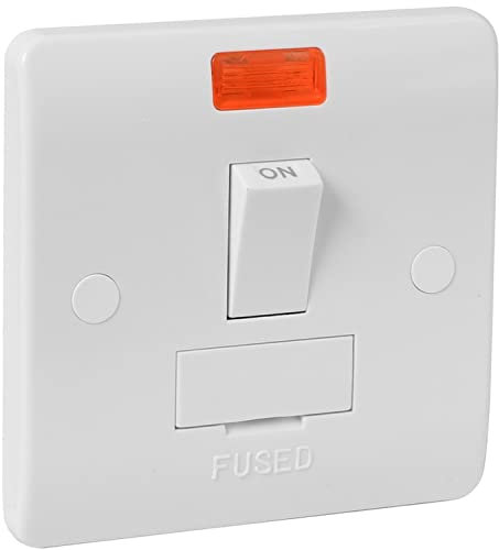 1 Gang 13A Switched Spur Wall Switch – Fused Connection Unit – Standard Square Design – White Finish – Durable & Reliable for Safe Electrical Installations – Ideal for Home & Commercial Applications.