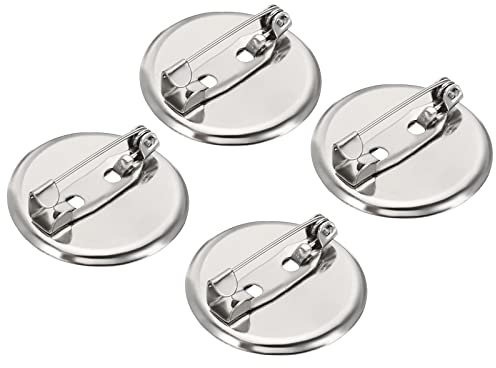 sourcing map 50 Stück Brosche Basis 23mm Broschennadeln Sicherheitsnadeln Anstecknadeln zum Basteln mit Löchern für Ausweise Namenskarten Tags DIY Schmuck Handwerk Silber Ton