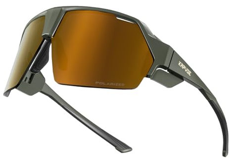 KAPVOE Polarisiert Fahrradbrille mit 2 Wechselgläser Herren Damen Sport Radsport Radfahren MTB Sportsonnenbrille Radbrille Sportbrille Fahren Baseball Laufen Golf Volleyball Angeln 09