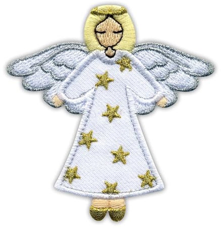 Weihnachtsengel – weißer VeIcro/Klettverschluss-Rückseite – bestickter Aufnäher/Abzeichen/Emblem