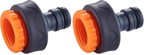 GRIFEMA GE1101 Racor de Grifo Hembra 3/4 pulgadas - 1/2 pulgadas Universal, Protección Solar, Fácil Instalación, Gris - Naranja (Paquete de 2)
